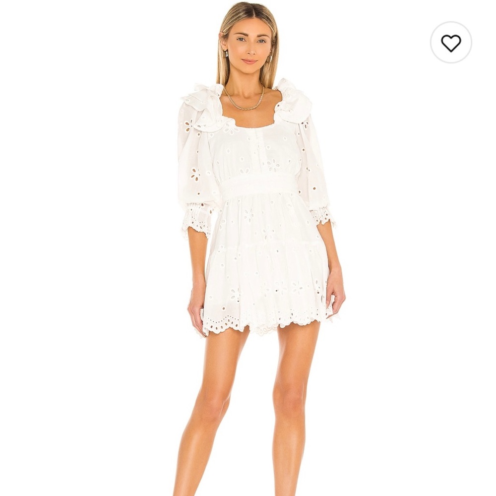 For Love & Lemons Serena Mini Dress in white